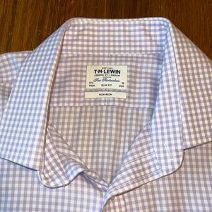 TM Lewin Non-Iron Dress Shirt - 17 1/2 -36. Purple and white Slim Fit